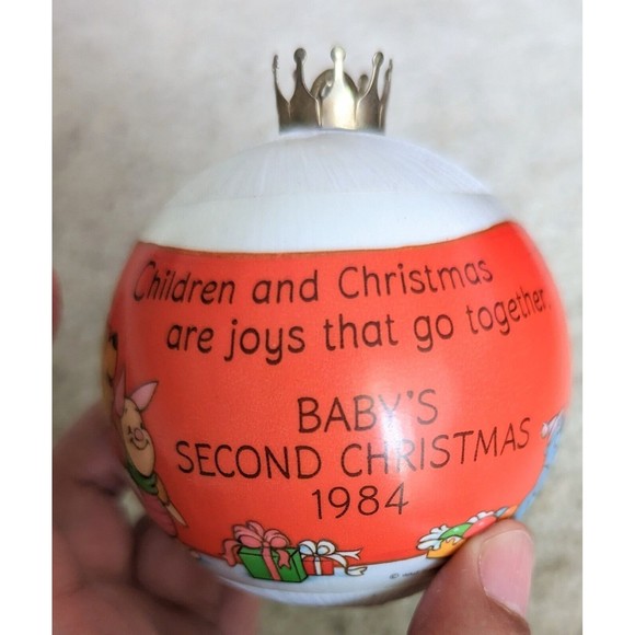 Hallmark Baby's 2nd Christmas 1984 Winnie the Pooh Satin Ball Ornament - Picture 2 of 8